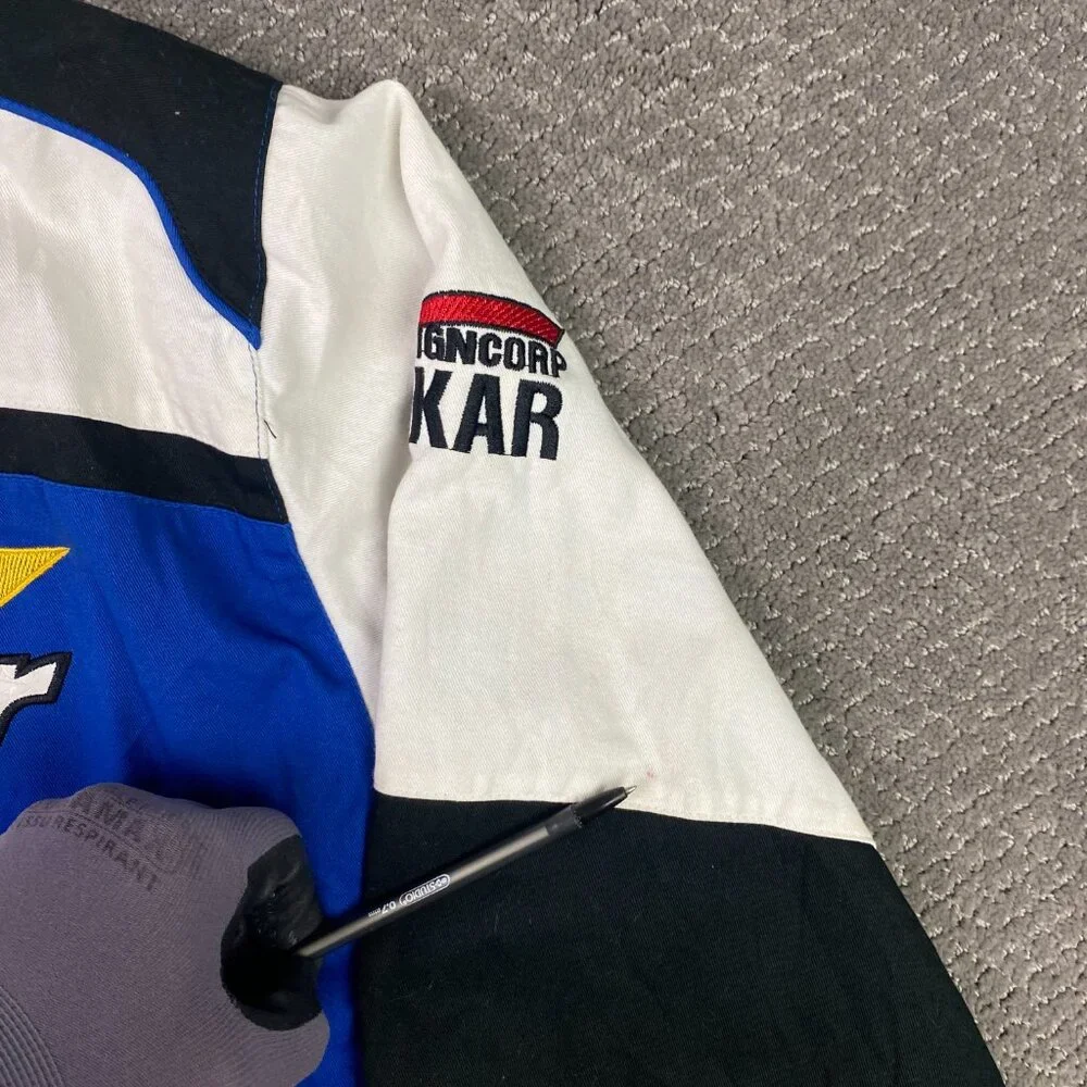 Aelfric Eden Black Blue White Racing Bomber Jacket - Picture 6 of 12